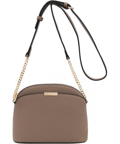 Saffiano Small Dome Crossbody bag with Chain Strap Taupe $10.75 Crossbody Bags