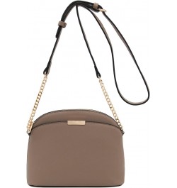 Saffiano Small Dome Crossbody bag with Chain Strap Taupe $10.75 Crossbody Bags