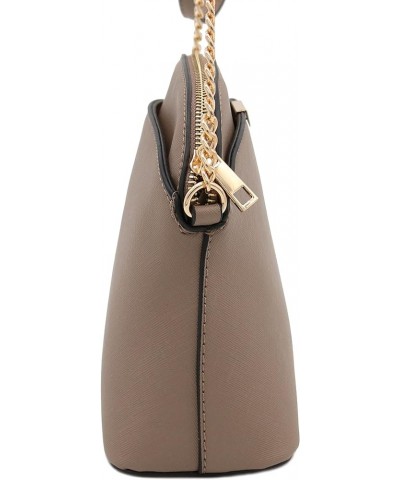 Saffiano Small Dome Crossbody bag with Chain Strap Taupe $10.75 Crossbody Bags