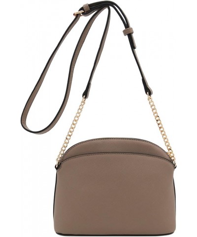 Saffiano Small Dome Crossbody bag with Chain Strap Taupe $10.75 Crossbody Bags