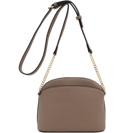 Saffiano Small Dome Crossbody bag with Chain Strap Taupe $10.75 Crossbody Bags