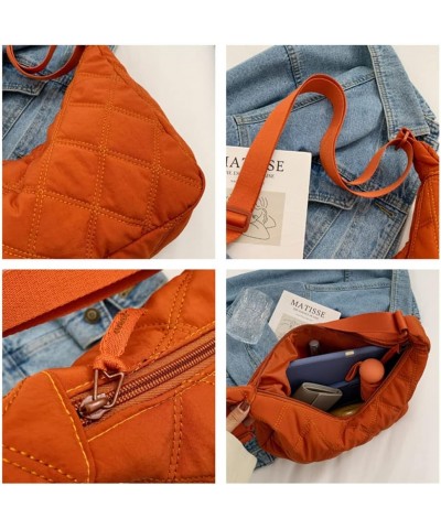 Quilted Tote Bags for Women trendy bags Lightweight Puffer Tote Bag Cotton Padded Shoulder Bag Lattice B-orange $14.03 Totes