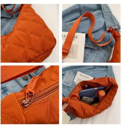 Quilted Tote Bags for Women trendy bags Lightweight Puffer Tote Bag Cotton Padded Shoulder Bag Lattice B-orange $14.03 Totes