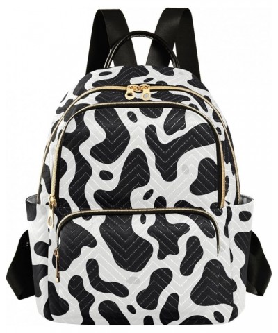 Black White Cow Print Backpack Purse for Women Small Travel Bag Fashion Daypack M 202a3295 S(10.23"x5.11"x12.59") 202a3295 $2...