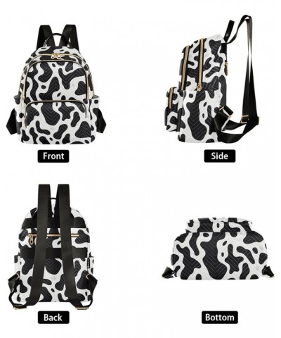 Black White Cow Print Backpack Purse for Women Small Travel Bag Fashion Daypack M 202a3295 S(10.23"x5.11"x12.59") 202a3295 $2...