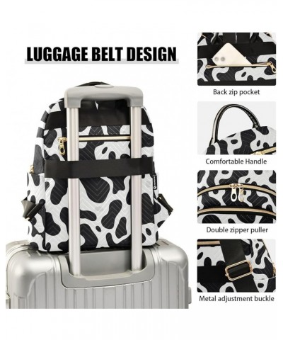 Black White Cow Print Backpack Purse for Women Small Travel Bag Fashion Daypack M 202a3295 S(10.23"x5.11"x12.59") 202a3295 $2...