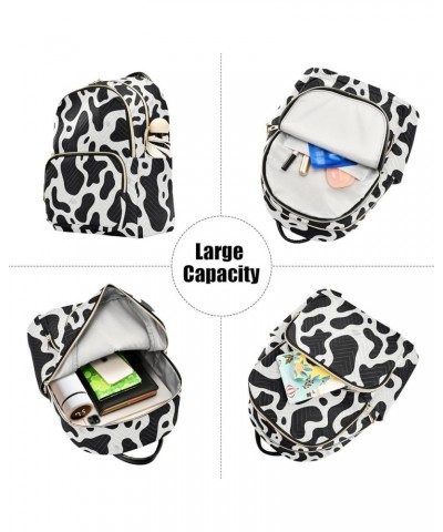 Black White Cow Print Backpack Purse for Women Small Travel Bag Fashion Daypack M 202a3295 S(10.23"x5.11"x12.59") 202a3295 $2...