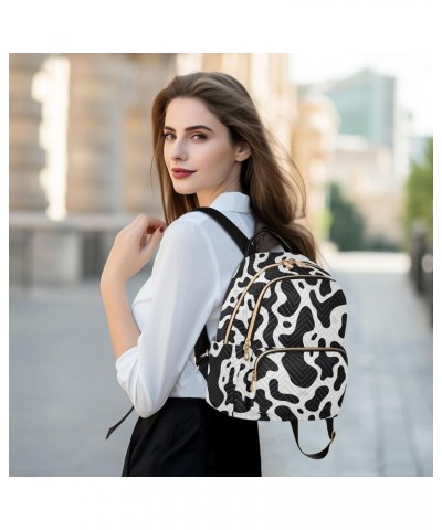 Black White Cow Print Backpack Purse for Women Small Travel Bag Fashion Daypack M 202a3295 S(10.23"x5.11"x12.59") 202a3295 $2...