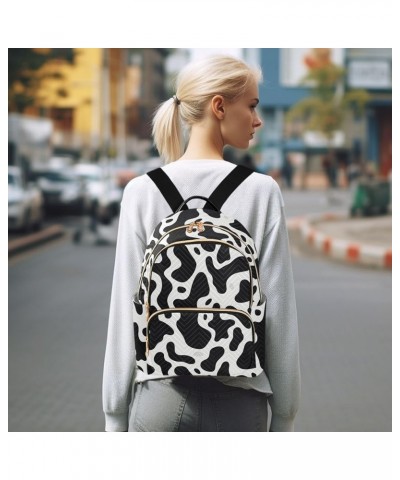 Black White Cow Print Backpack Purse for Women Small Travel Bag Fashion Daypack M 202a3295 S(10.23"x5.11"x12.59") 202a3295 $2...