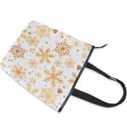 Tote Bag Christmas Golden Snowflakes Canvas Zippered Tote Handbag for Women with 2 Interior Pockets $11.04 Totes