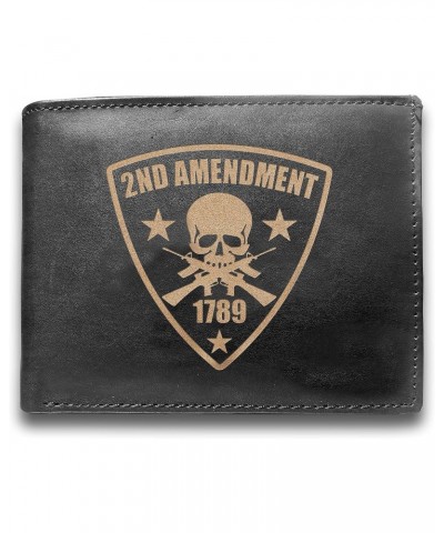 2nd Amendment 1789 Genuine Cowhide Leather Laser Engraved Engraving Slimfold Mens Large Capacity Luxury Wallet Purse Minimali...