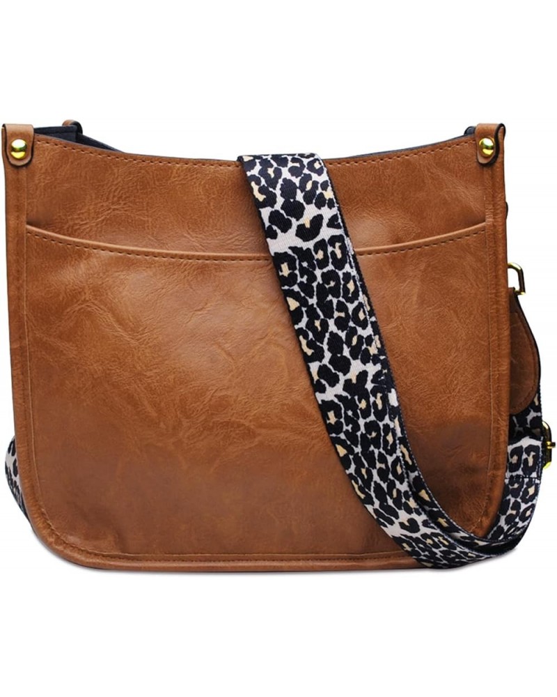 Vegan Leather Purse Medium Size Crossbody Bags for Women with Leopard Guitar Strap Brown1 $15.04 Crossbody Bags