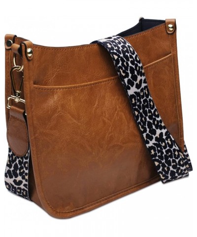 Vegan Leather Purse Medium Size Crossbody Bags for Women with Leopard Guitar Strap Brown1 $15.04 Crossbody Bags