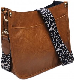 Vegan Leather Purse Medium Size Crossbody Bags for Women with Leopard Guitar Strap Brown1 $15.04 Crossbody Bags