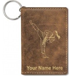 ID Holder Wallet, Taekwondo Woman, Personalized Engraving Included (Dark Brown) Rustic $13.44 Wallets