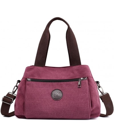 Women's Shoulder Bag Fashion Canvas Hobo Handbag Vintage Multi Compartment Tote Purse Bags For Women Purple $14.39 Totes