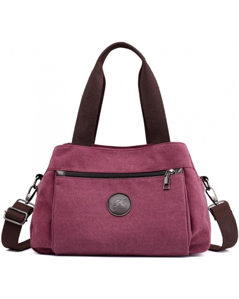 Women's Shoulder Bag Fashion Canvas Hobo Handbag Vintage Multi Compartment Tote Purse Bags For Women Purple $14.39 Totes