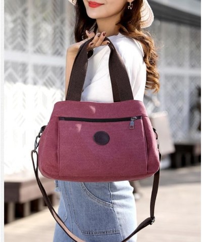 Women's Shoulder Bag Fashion Canvas Hobo Handbag Vintage Multi Compartment Tote Purse Bags For Women Purple $14.39 Totes