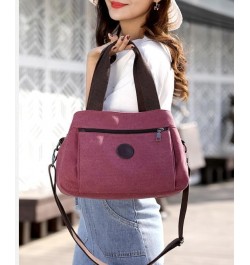 Women's Shoulder Bag Fashion Canvas Hobo Handbag Vintage Multi Compartment Tote Purse Bags For Women Purple $14.39 Totes