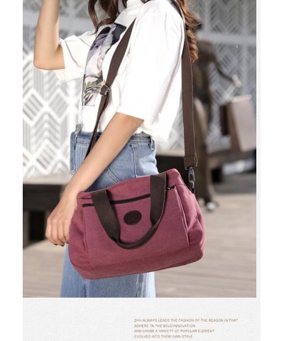 Women's Shoulder Bag Fashion Canvas Hobo Handbag Vintage Multi Compartment Tote Purse Bags For Women Purple $14.39 Totes