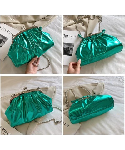 Leather Evening Bag Pleated Clutch Purses Top Handle Shoulder Bags Kiss Lock Handbags (Silver) Silver $23.29 Evening Bags