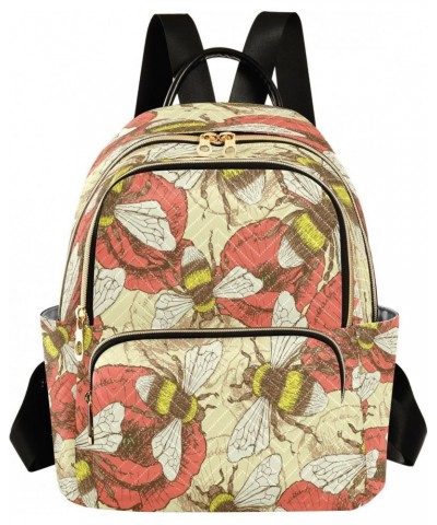 Bee and Poppy in Vintage Style Backpack Purse for Women Travel Handbag Shoulder Bag $15.05 Backpacks