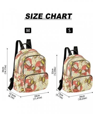 Bee and Poppy in Vintage Style Backpack Purse for Women Travel Handbag Shoulder Bag $15.05 Backpacks