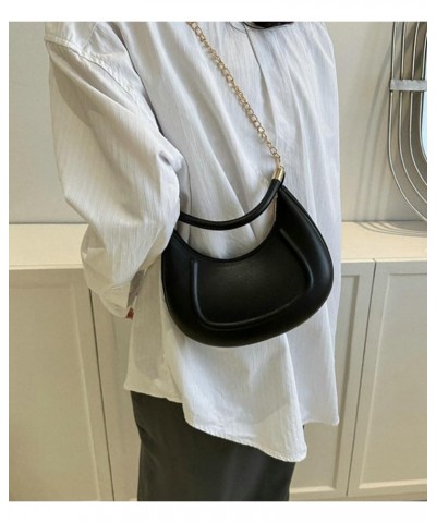 Tote Bags for Women PU Leather Crossbody Bags Y2K Hobo Handbag Crescent Shoulder Purse Black $14.55 Totes