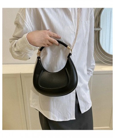 Tote Bags for Women PU Leather Crossbody Bags Y2K Hobo Handbag Crescent Shoulder Purse Black $14.55 Totes