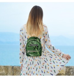 Frog Silhouette Custom Mini Backpack Purse for Women, Frog Leaves Personalized Fashion Leather Small Backpack Shoulder Handba...