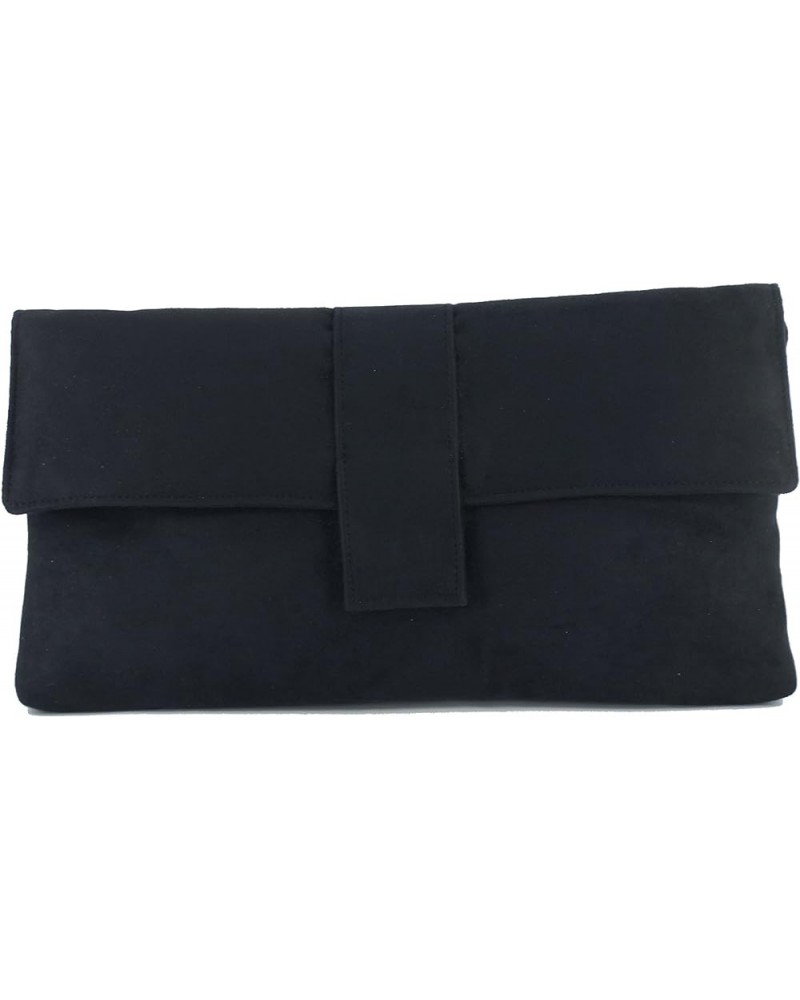 Womens Fab Large Faux Suede Clutch Bag/Shoulder Bag Black $28.04 Clutches