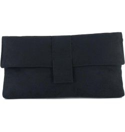 Womens Fab Large Faux Suede Clutch Bag/Shoulder Bag Black $28.04 Clutches