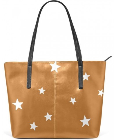 Stars Tote Bag with Zipper PU Leather Handbags for Women Top Handle Ladies Shoulder Bag with External Pocket $22.39 Totes