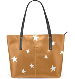 Stars Tote Bag with Zipper PU Leather Handbags for Women Top Handle Ladies Shoulder Bag with External Pocket $22.39 Totes