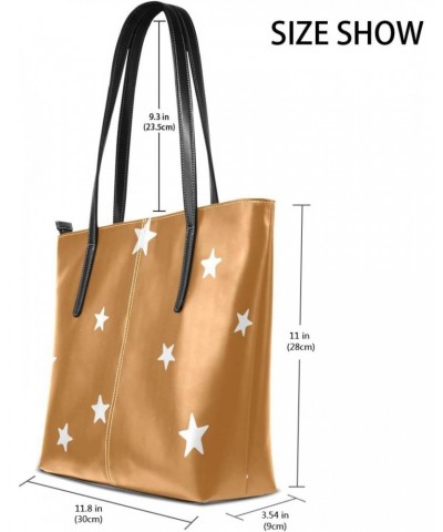 Stars Tote Bag with Zipper PU Leather Handbags for Women Top Handle Ladies Shoulder Bag with External Pocket $22.39 Totes