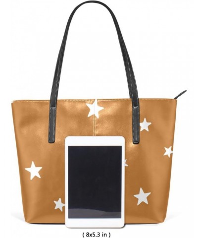 Stars Tote Bag with Zipper PU Leather Handbags for Women Top Handle Ladies Shoulder Bag with External Pocket $22.39 Totes