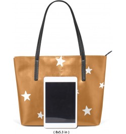 Stars Tote Bag with Zipper PU Leather Handbags for Women Top Handle Ladies Shoulder Bag with External Pocket $22.39 Totes