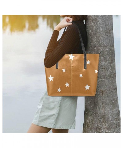 Stars Tote Bag with Zipper PU Leather Handbags for Women Top Handle Ladies Shoulder Bag with External Pocket $22.39 Totes