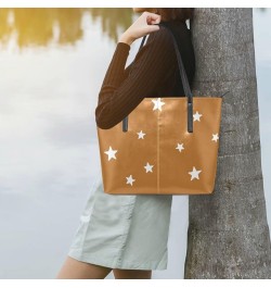 Stars Tote Bag with Zipper PU Leather Handbags for Women Top Handle Ladies Shoulder Bag with External Pocket $22.39 Totes