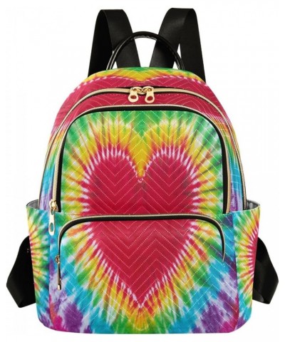 Backpack Purse for Women Heart Sign Tie Dye Pattern Casual Shoulder Bag Small Backpack S Small $11.44 Backpacks