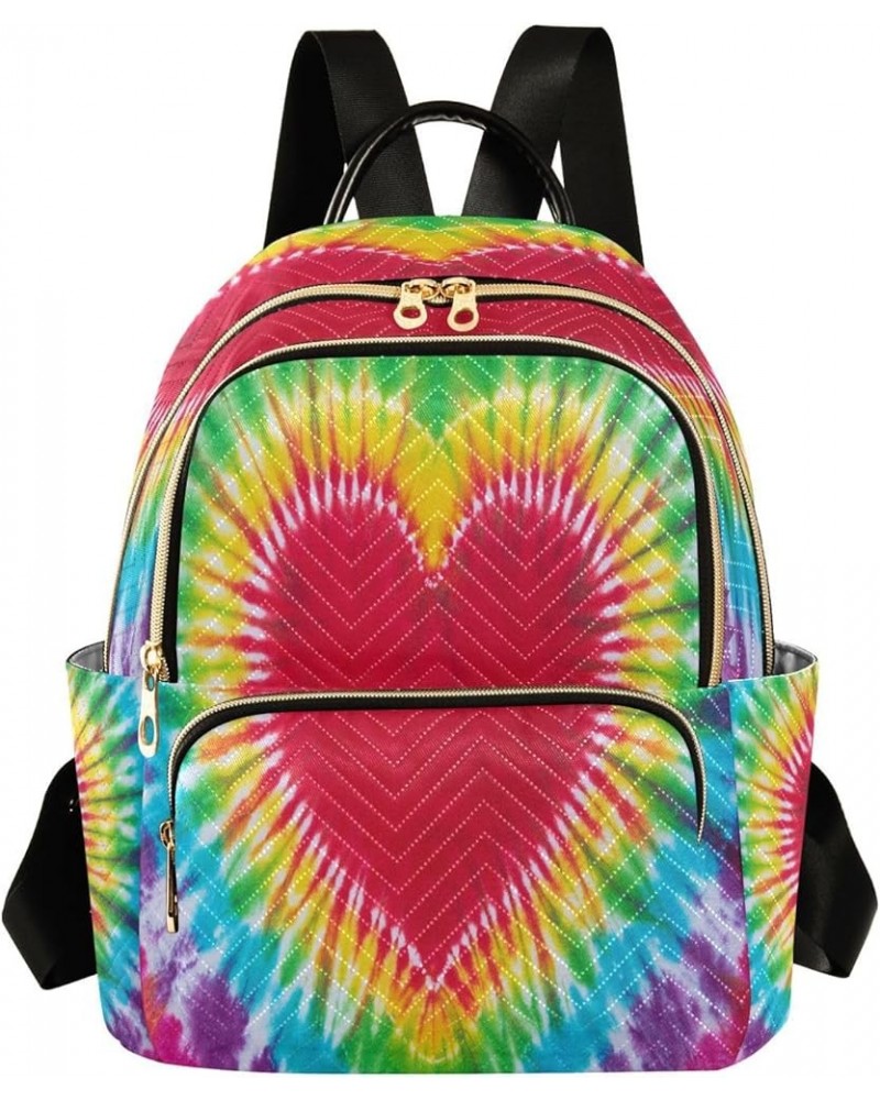 Backpack Purse for Women Heart Sign Tie Dye Pattern Casual Shoulder Bag Small Backpack S Small $11.44 Backpacks