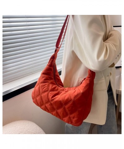 Quilted Tote Bags for Women trendy bags Lightweight Puffer Tote Bag Cotton Padded Shoulder Bag Lattice B-orange $14.03 Totes