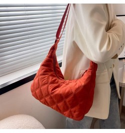 Quilted Tote Bags for Women trendy bags Lightweight Puffer Tote Bag Cotton Padded Shoulder Bag Lattice B-orange $14.03 Totes