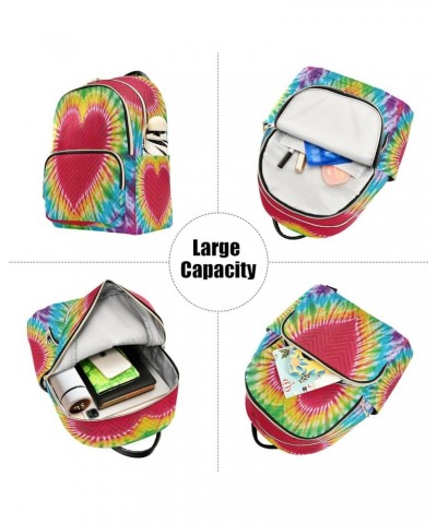 Backpack Purse for Women Heart Sign Tie Dye Pattern Casual Shoulder Bag Small Backpack S Small $11.44 Backpacks