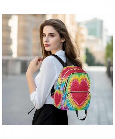 Backpack Purse for Women Heart Sign Tie Dye Pattern Casual Shoulder Bag Small Backpack S Small $11.44 Backpacks