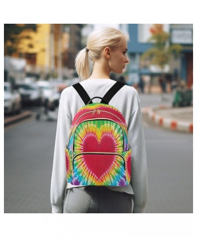 Backpack Purse for Women Heart Sign Tie Dye Pattern Casual Shoulder Bag Small Backpack S Small $11.44 Backpacks