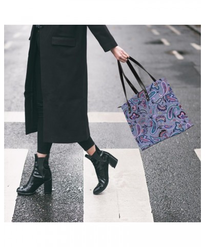 Paisley Floral Pattern Tote Bag Women Shoulder Handbags PU Leather Everyday Bag with External Pocket Large Capacity Aesthetic...