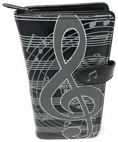 Music Note Large Wallet for Women amd Teen Girls Faux Vegan Leather 7" Grey $19.66 Wallets