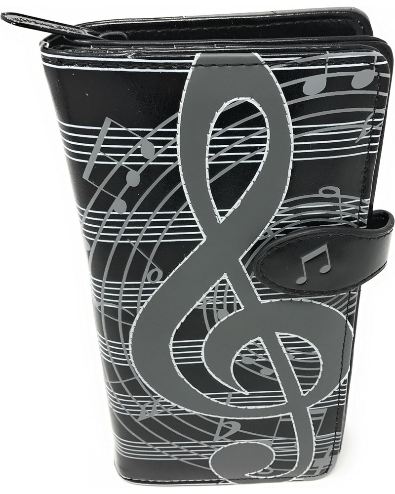 Music Note Large Wallet for Women amd Teen Girls Faux Vegan Leather 7" Grey $19.66 Wallets