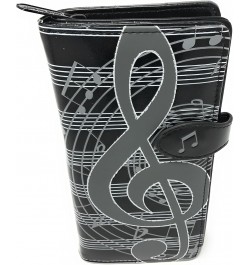 Music Note Large Wallet for Women amd Teen Girls Faux Vegan Leather 7" Grey $19.66 Wallets